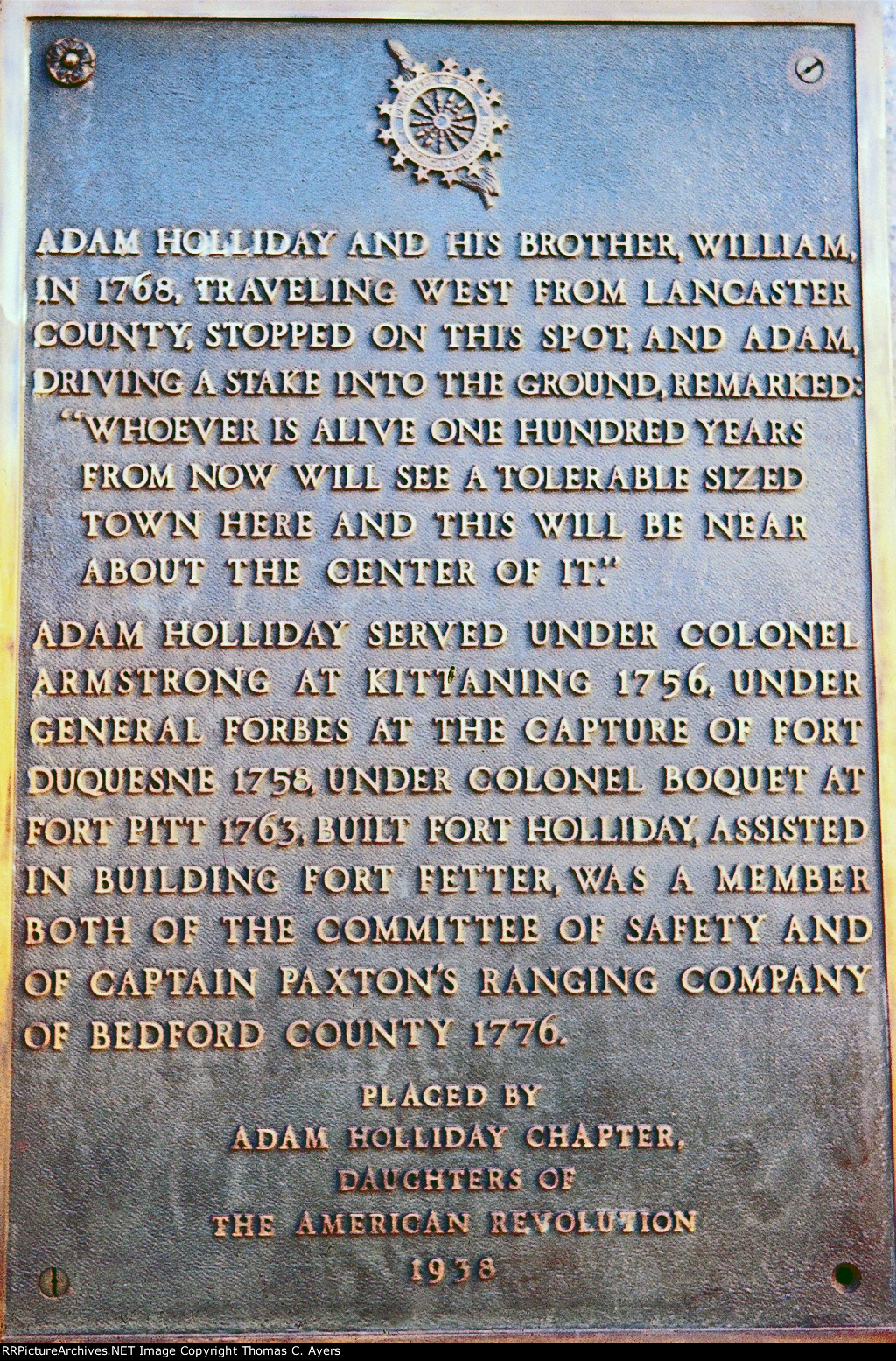 DAR Plaque, Hollidaysburg, 1964